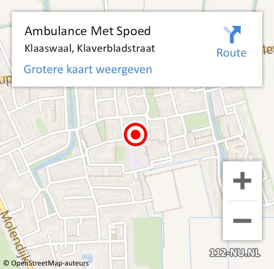 Locatie op kaart van de 112 melding: Ambulance Met Spoed Naar Klaaswaal, Klaverbladstraat op 16 februari 2023 23:23