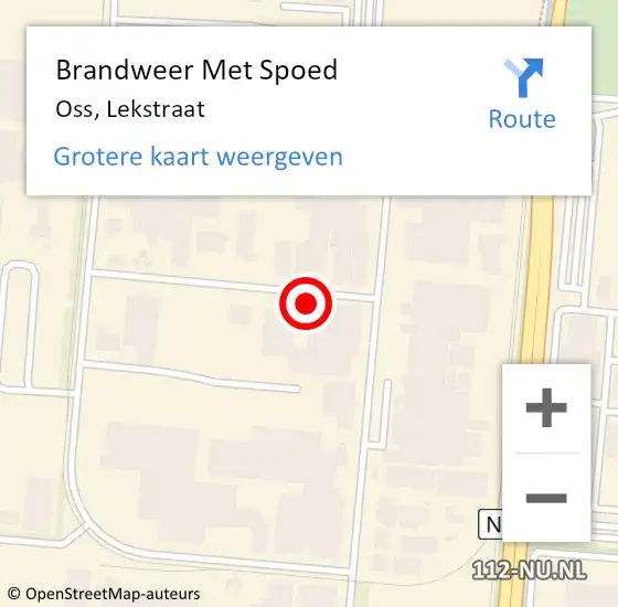 Locatie op kaart van de 112 melding: Brandweer Met Spoed Naar Oss, Lekstraat op 16 februari 2023 23:25