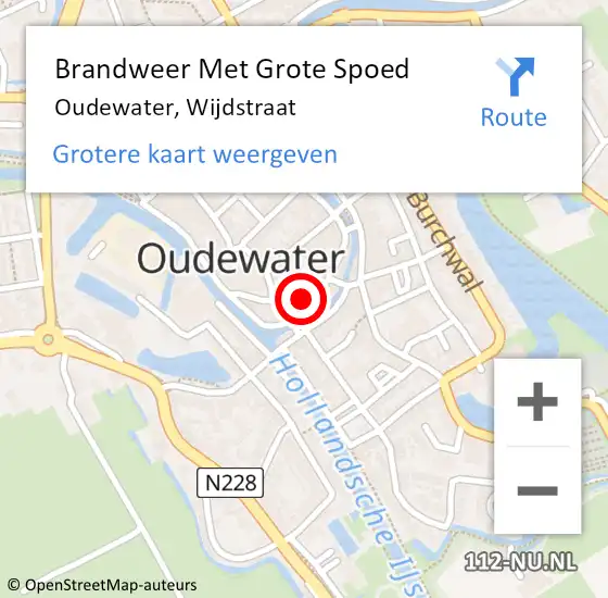 Locatie op kaart van de 112 melding: Brandweer Met Grote Spoed Naar Oudewater, Wijdstraat op 16 februari 2023 23:27