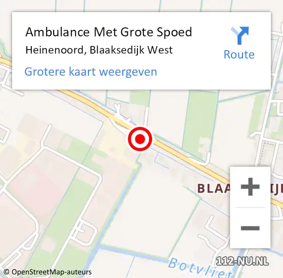 Locatie op kaart van de 112 melding: Ambulance Met Grote Spoed Naar Heinenoord, Blaaksedijk West op 16 februari 2023 23:41