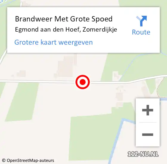 Locatie op kaart van de 112 melding: Brandweer Met Grote Spoed Naar Egmond aan den Hoef, Zomerdijkje op 15 augustus 2014 20:45