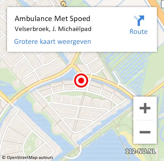 Locatie op kaart van de 112 melding: Ambulance Met Spoed Naar Velserbroek, J. Michaëlpad op 17 februari 2023 00:07