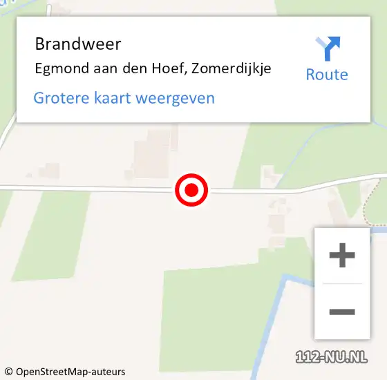 Locatie op kaart van de 112 melding: Brandweer Egmond aan den Hoef, Zomerdijkje op 15 augustus 2014 20:49