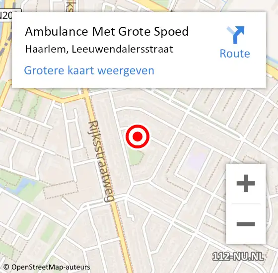 Locatie op kaart van de 112 melding: Ambulance Met Grote Spoed Naar Haarlem, Leeuwendalersstraat op 17 februari 2023 00:56