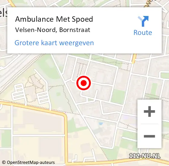 Locatie op kaart van de 112 melding: Ambulance Met Spoed Naar Velsen-Noord, Bornstraat op 17 februari 2023 02:01