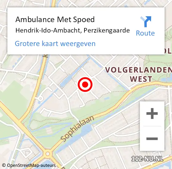 Locatie op kaart van de 112 melding: Ambulance Met Spoed Naar Hendrik-Ido-Ambacht, Perzikengaarde op 17 februari 2023 02:04