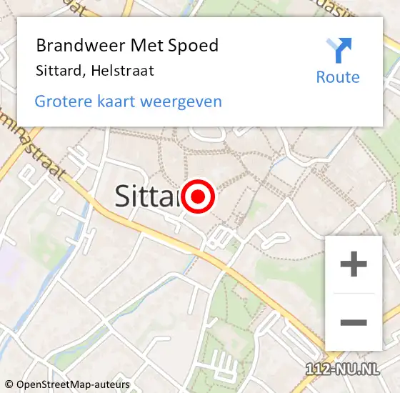 Locatie op kaart van de 112 melding: Brandweer Met Spoed Naar Sittard, Helstraat op 17 februari 2023 02:38