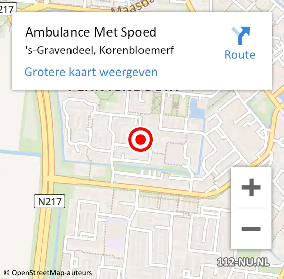 Locatie op kaart van de 112 melding: Ambulance Met Spoed Naar 's-Gravendeel, Korenbloemerf op 17 februari 2023 03:46