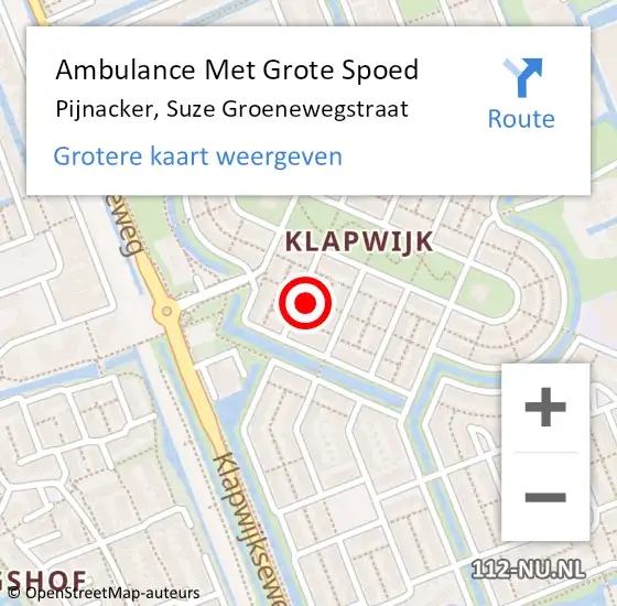 Locatie op kaart van de 112 melding: Ambulance Met Grote Spoed Naar Pijnacker, Suze Groenewegstraat op 17 februari 2023 04:21