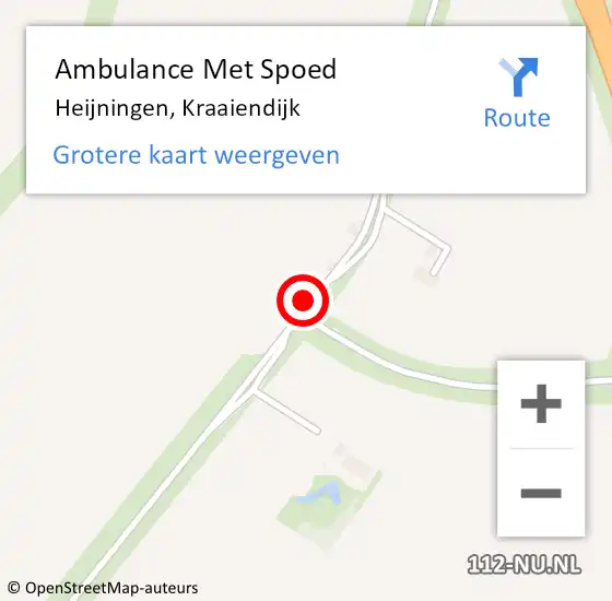 Locatie op kaart van de 112 melding: Ambulance Met Spoed Naar Heijningen, Kraaiendijk op 15 augustus 2014 21:08