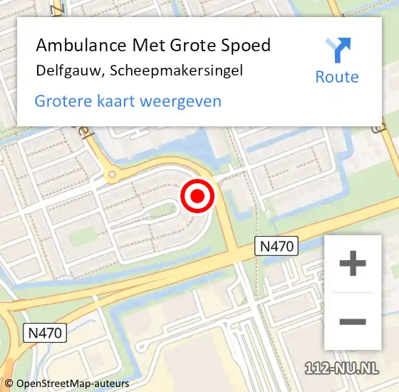 Locatie op kaart van de 112 melding: Ambulance Met Grote Spoed Naar Delfgauw, Scheepmakersingel op 17 februari 2023 04:58