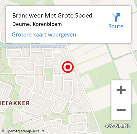 Locatie op kaart van de 112 melding: Brandweer Met Grote Spoed Naar Deurne, Korenbloem op 17 februari 2023 04:59