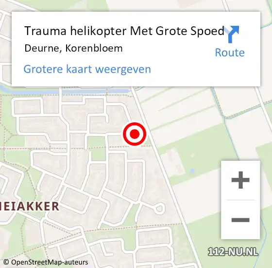 Locatie op kaart van de 112 melding: Trauma helikopter Met Grote Spoed Naar Deurne, Korenbloem op 17 februari 2023 04:59