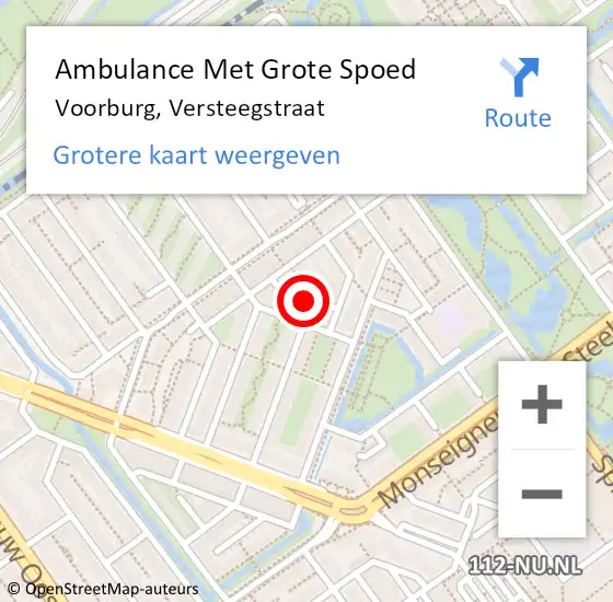 Locatie op kaart van de 112 melding: Ambulance Met Grote Spoed Naar Voorburg, Versteegstraat op 17 februari 2023 05:46