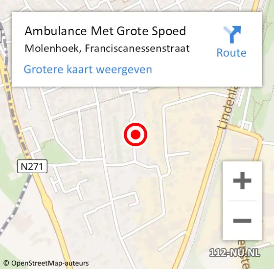 Locatie op kaart van de 112 melding: Ambulance Met Grote Spoed Naar Molenhoek, Franciscanessenstraat op 17 februari 2023 07:08