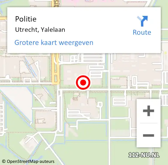 Locatie op kaart van de 112 melding: Politie Utrecht, Yalelaan op 17 februari 2023 07:31