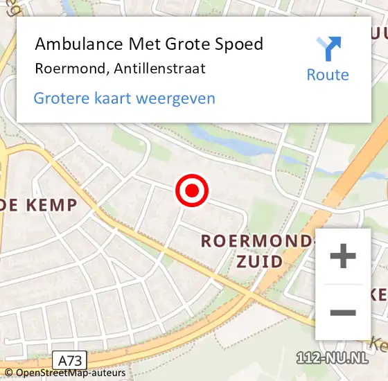 Locatie op kaart van de 112 melding: Ambulance Met Grote Spoed Naar Roermond, Antillenstraat op 17 februari 2023 07:42