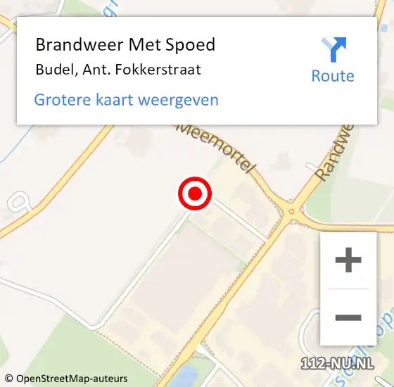 Locatie op kaart van de 112 melding: Brandweer Met Spoed Naar Budel, Ant. Fokkerstraat op 17 februari 2023 07:54