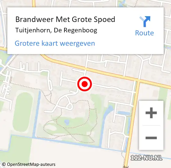 Locatie op kaart van de 112 melding: Brandweer Met Grote Spoed Naar Tuitjenhorn, De Regenboog op 15 augustus 2014 21:23