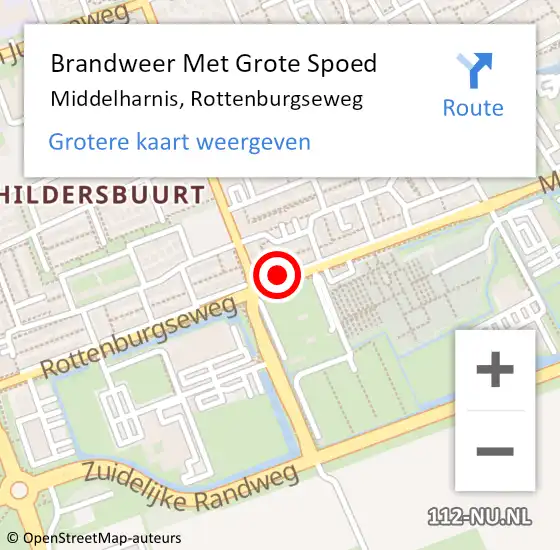 Locatie op kaart van de 112 melding: Brandweer Met Grote Spoed Naar Middelharnis, Rottenburgseweg op 17 februari 2023 08:58