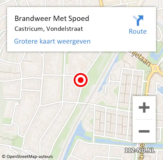 Locatie op kaart van de 112 melding: Brandweer Met Spoed Naar Castricum, Vondelstraat op 17 februari 2023 09:02