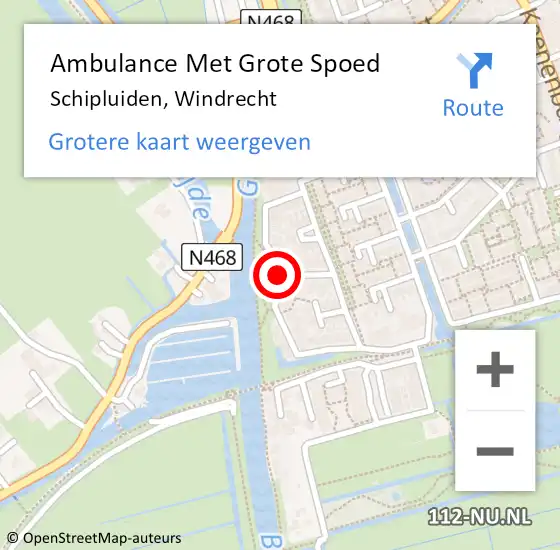 Locatie op kaart van de 112 melding: Ambulance Met Grote Spoed Naar Schipluiden, Windrecht op 15 augustus 2014 21:26