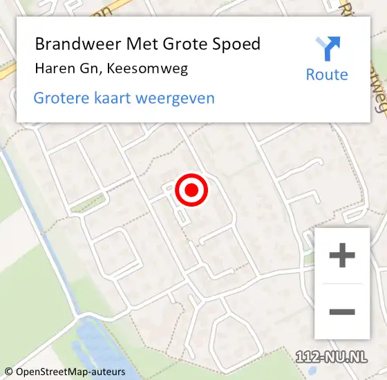 Locatie op kaart van de 112 melding: Brandweer Met Grote Spoed Naar Haren Gn, Keesomweg op 17 februari 2023 09:13