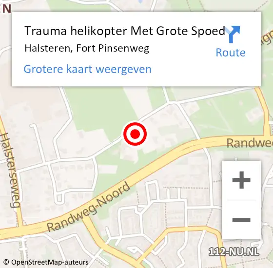 Locatie op kaart van de 112 melding: Trauma helikopter Met Grote Spoed Naar Halsteren, Fort Pinsenweg op 17 februari 2023 09:16