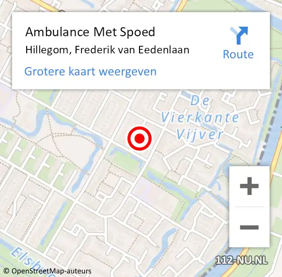 Locatie op kaart van de 112 melding: Ambulance Met Spoed Naar Hillegom, Frederik van Eedenlaan op 17 februari 2023 09:50