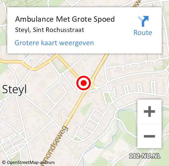 Locatie op kaart van de 112 melding: Ambulance Met Grote Spoed Naar Steyl, Sint Rochusstraat op 15 augustus 2014 21:36