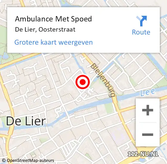 Locatie op kaart van de 112 melding: Ambulance Met Spoed Naar De Lier, Oosterstraat op 17 februari 2023 09:54