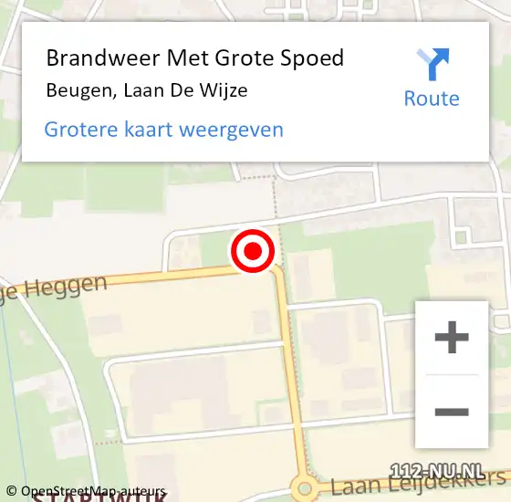 Locatie op kaart van de 112 melding: Brandweer Met Grote Spoed Naar Beugen, Laan De Wijze op 17 februari 2023 10:17