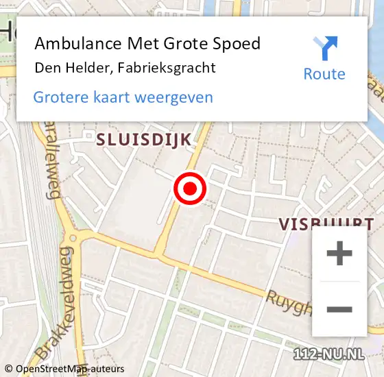 Locatie op kaart van de 112 melding: Ambulance Met Grote Spoed Naar Den Helder, Fabrieksgracht op 17 februari 2023 10:18