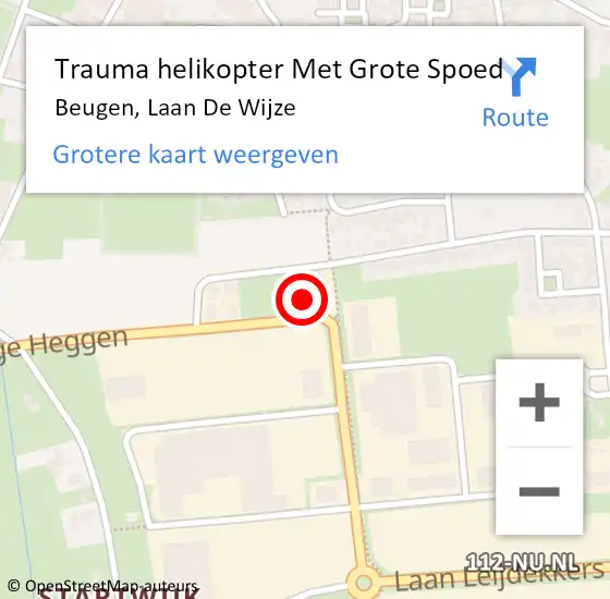 Locatie op kaart van de 112 melding: Trauma helikopter Met Grote Spoed Naar Beugen, Laan De Wijze op 17 februari 2023 10:26