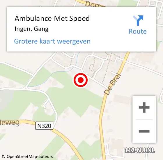 Locatie op kaart van de 112 melding: Ambulance Met Spoed Naar Ingen, Gang op 17 februari 2023 10:31