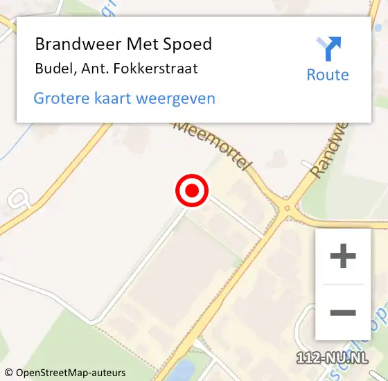 Locatie op kaart van de 112 melding: Brandweer Met Spoed Naar Budel, Ant. Fokkerstraat op 17 februari 2023 10:38