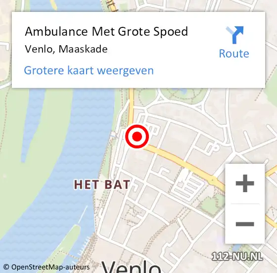 Locatie op kaart van de 112 melding: Ambulance Met Grote Spoed Naar Venlo, Maaskade op 17 februari 2023 10:57