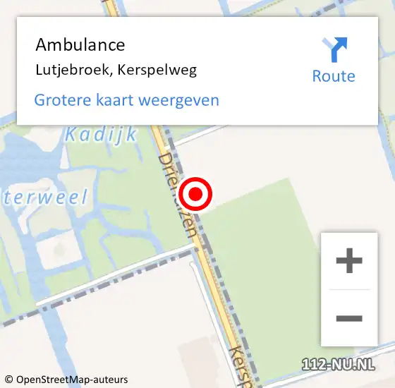 Locatie op kaart van de 112 melding: Ambulance Lutjebroek, Kerspelweg op 17 februari 2023 11:14