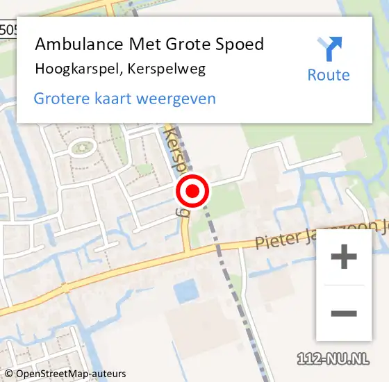 Locatie op kaart van de 112 melding: Ambulance Met Grote Spoed Naar Hoogkarspel, Kerspelweg op 17 februari 2023 11:15