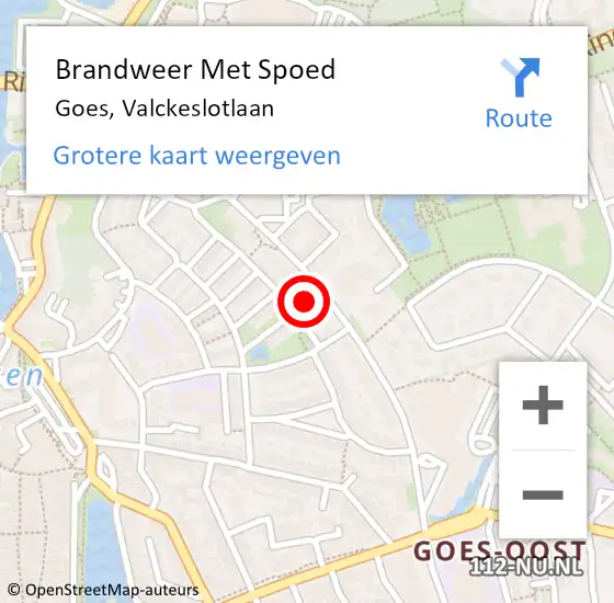 Locatie op kaart van de 112 melding: Brandweer Met Spoed Naar Goes, Valckeslotlaan op 17 februari 2023 11:16