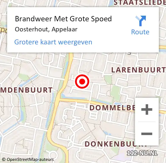 Locatie op kaart van de 112 melding: Brandweer Met Grote Spoed Naar Oosterhout, Appelaar op 17 februari 2023 11:29