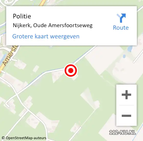 Locatie op kaart van de 112 melding: Politie Nijkerk, Oude Amersfoortseweg op 17 februari 2023 11:55