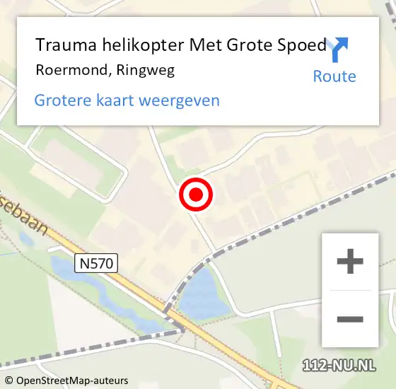 Locatie op kaart van de 112 melding: Trauma helikopter Met Grote Spoed Naar Roermond, Ringweg op 17 februari 2023 12:16