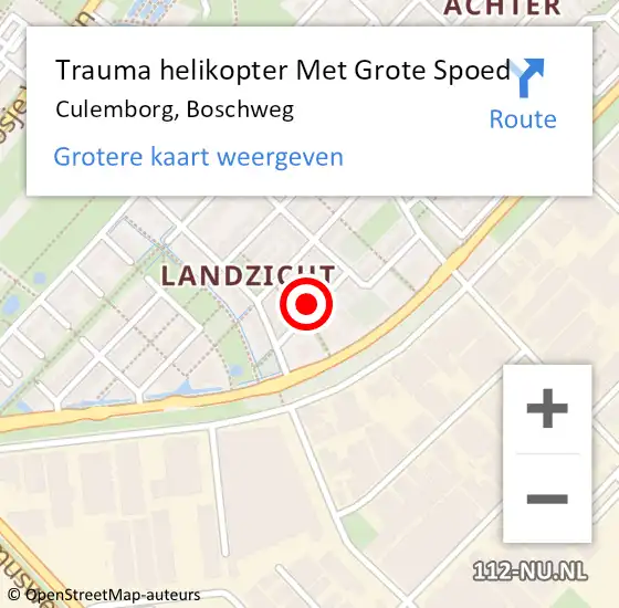 Locatie op kaart van de 112 melding: Trauma helikopter Met Grote Spoed Naar Culemborg, Boschweg op 17 februari 2023 12:24