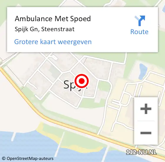 Locatie op kaart van de 112 melding: Ambulance Met Spoed Naar Spijk Gn, Steenstraat op 17 februari 2023 12:28