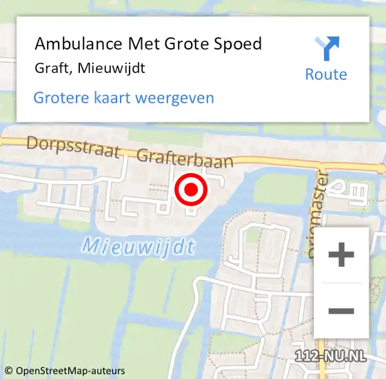 Locatie op kaart van de 112 melding: Ambulance Met Grote Spoed Naar Graft, Mieuwijdt op 17 februari 2023 12:38