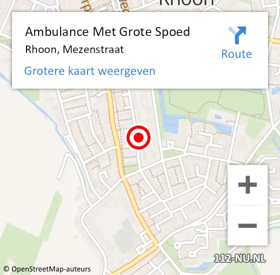 Locatie op kaart van de 112 melding: Ambulance Met Grote Spoed Naar Rhoon, Mezenstraat op 17 februari 2023 13:01