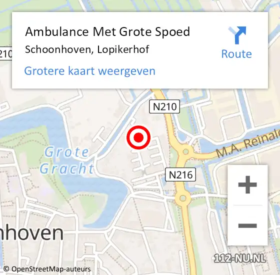 Locatie op kaart van de 112 melding: Ambulance Met Grote Spoed Naar Schoonhoven, Lopikerhof op 17 februari 2023 13:20