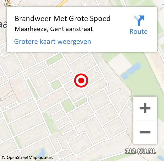 Locatie op kaart van de 112 melding: Brandweer Met Grote Spoed Naar Maarheeze, Gentiaanstraat op 17 februari 2023 13:22