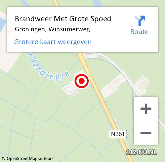 Locatie op kaart van de 112 melding: Brandweer Met Grote Spoed Naar Groningen, Winsumerweg op 17 februari 2023 13:36